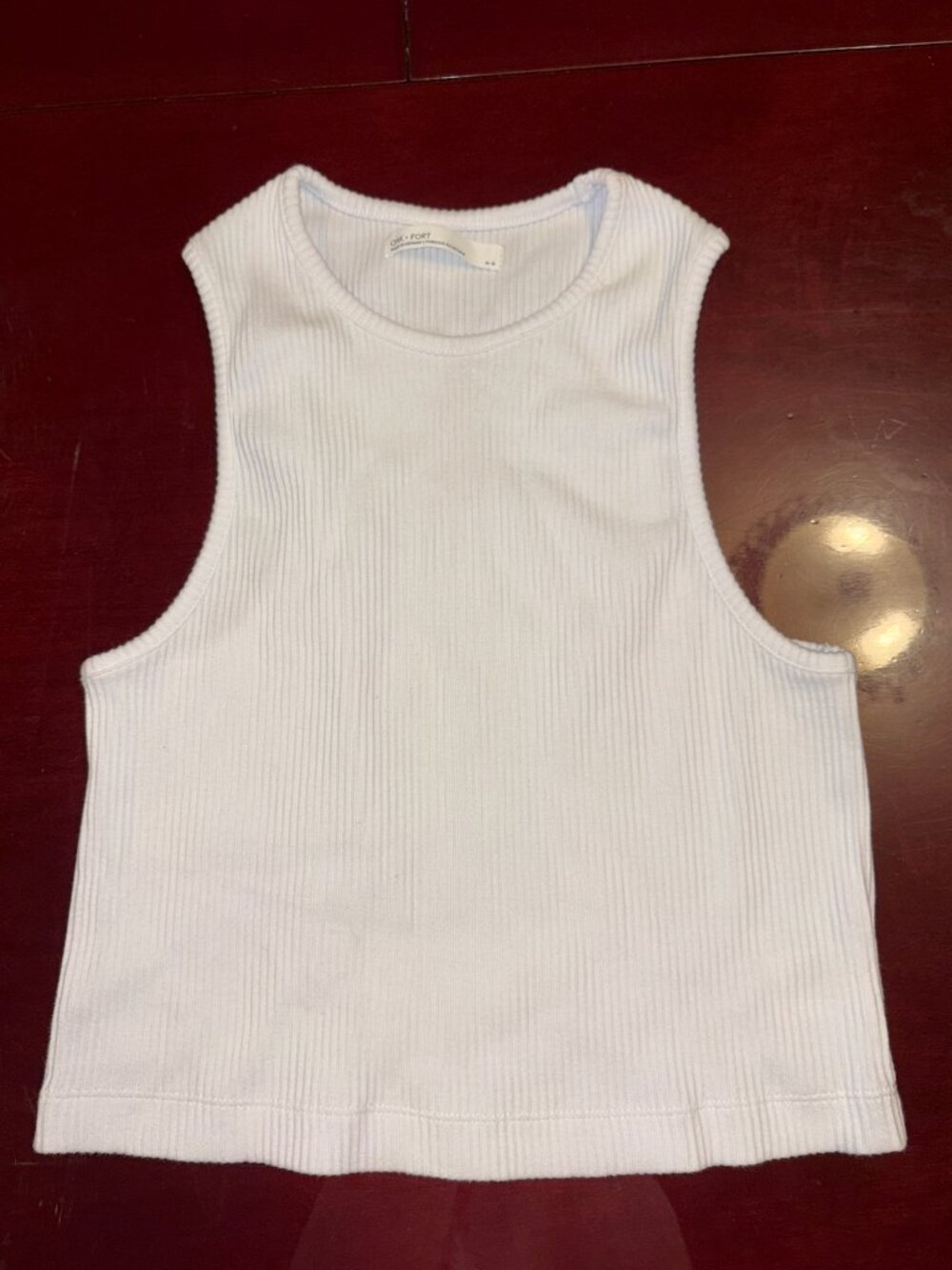 Oak + Fort Ribbed White Tank